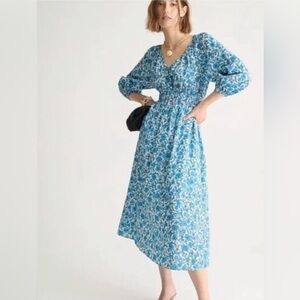 J.Crew Blue Floral Midi Dress